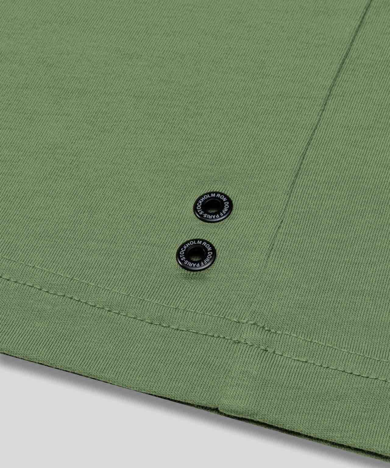 T-shirt sans manches en coton organique à rayures diagonales: Vert cactus