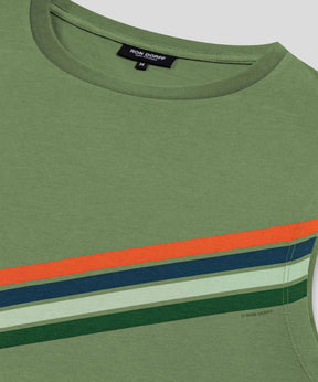 T-shirt sans manches en coton organique à rayures diagonales: Vert cactus