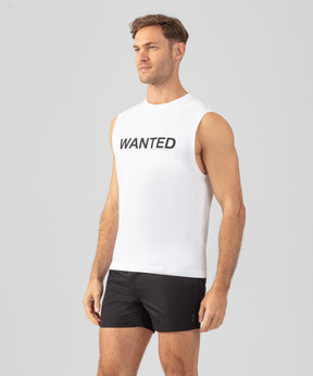 Organic Cotton Sleeveless T-Shirt "WANTED": White