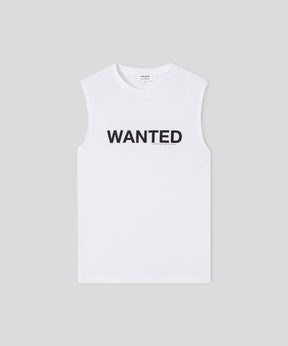 Organic Cotton Sleeveless T-Shirt "WANTED": White