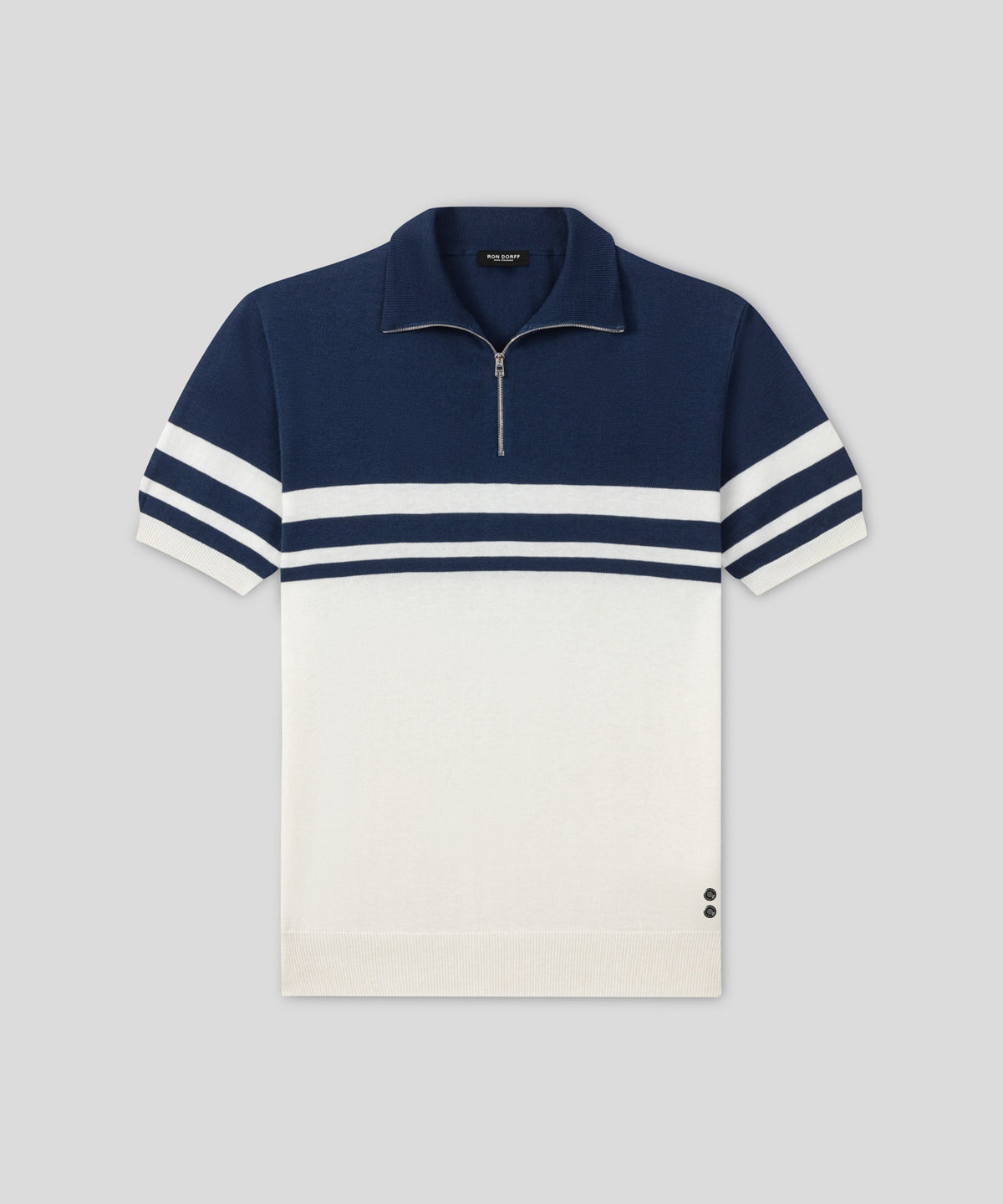 Cotton-Silk RD Polo Bicolor: Deep Ocean