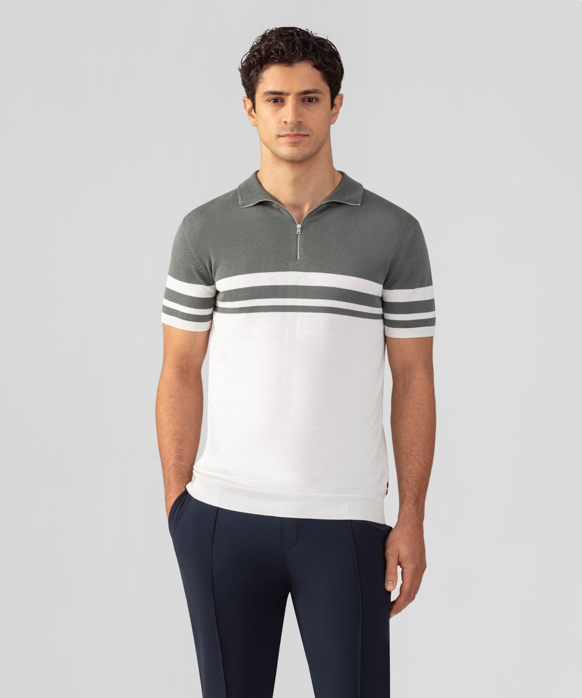 Cotton-Silk RD Polo Bicolor: Green Shadow