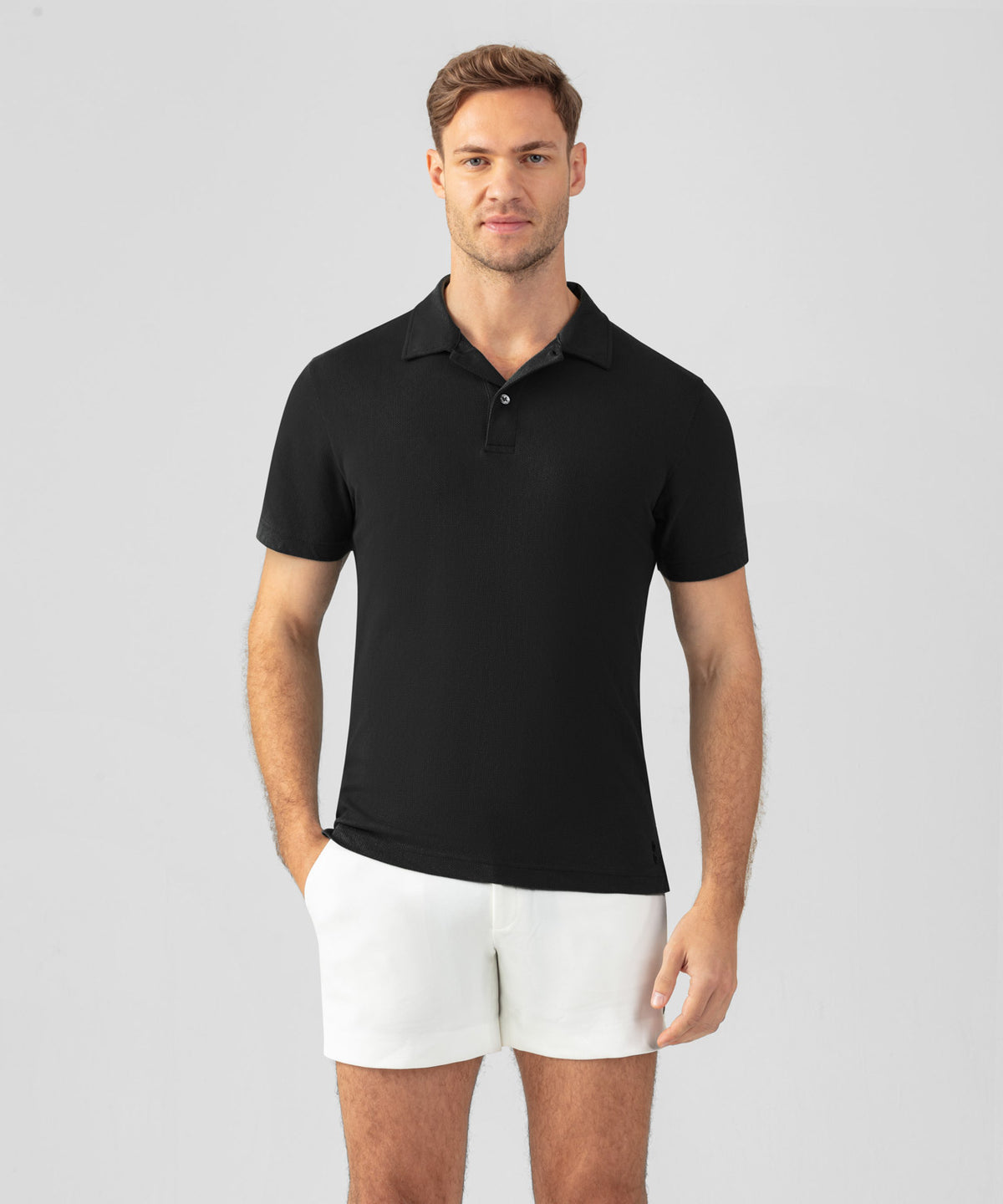 Cotton Mesh RD Polo: Black