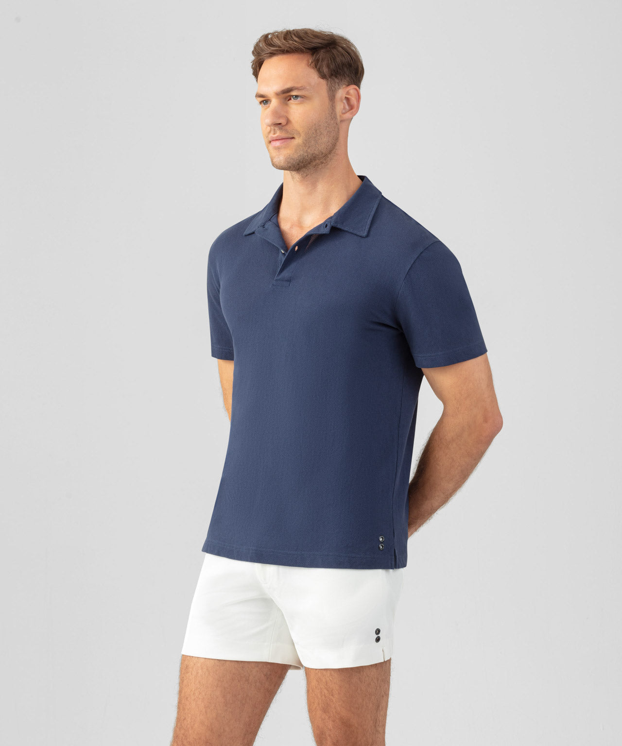 Polo en filet de coton: Bleu océan