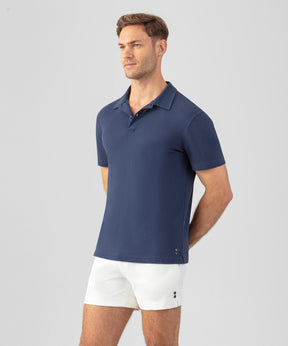 Polo en filet de coton: Bleu océan