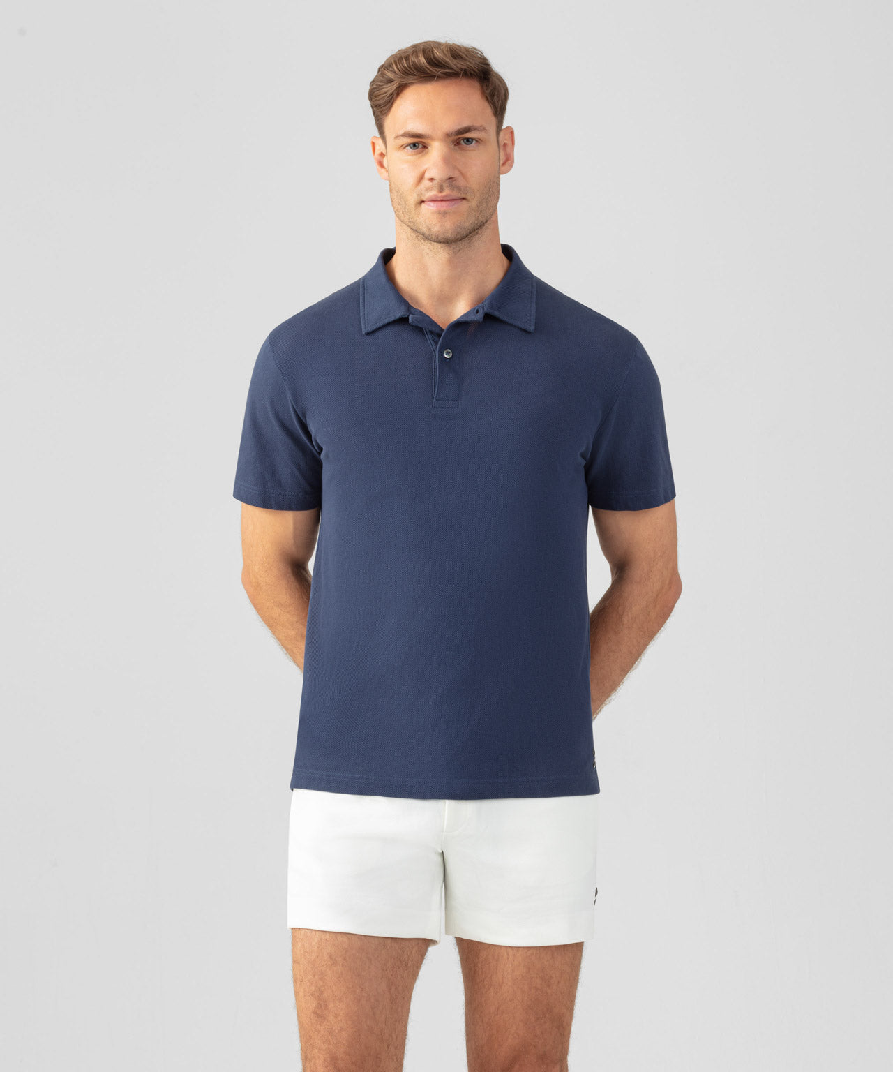 Polo en filet de coton: Bleu océan