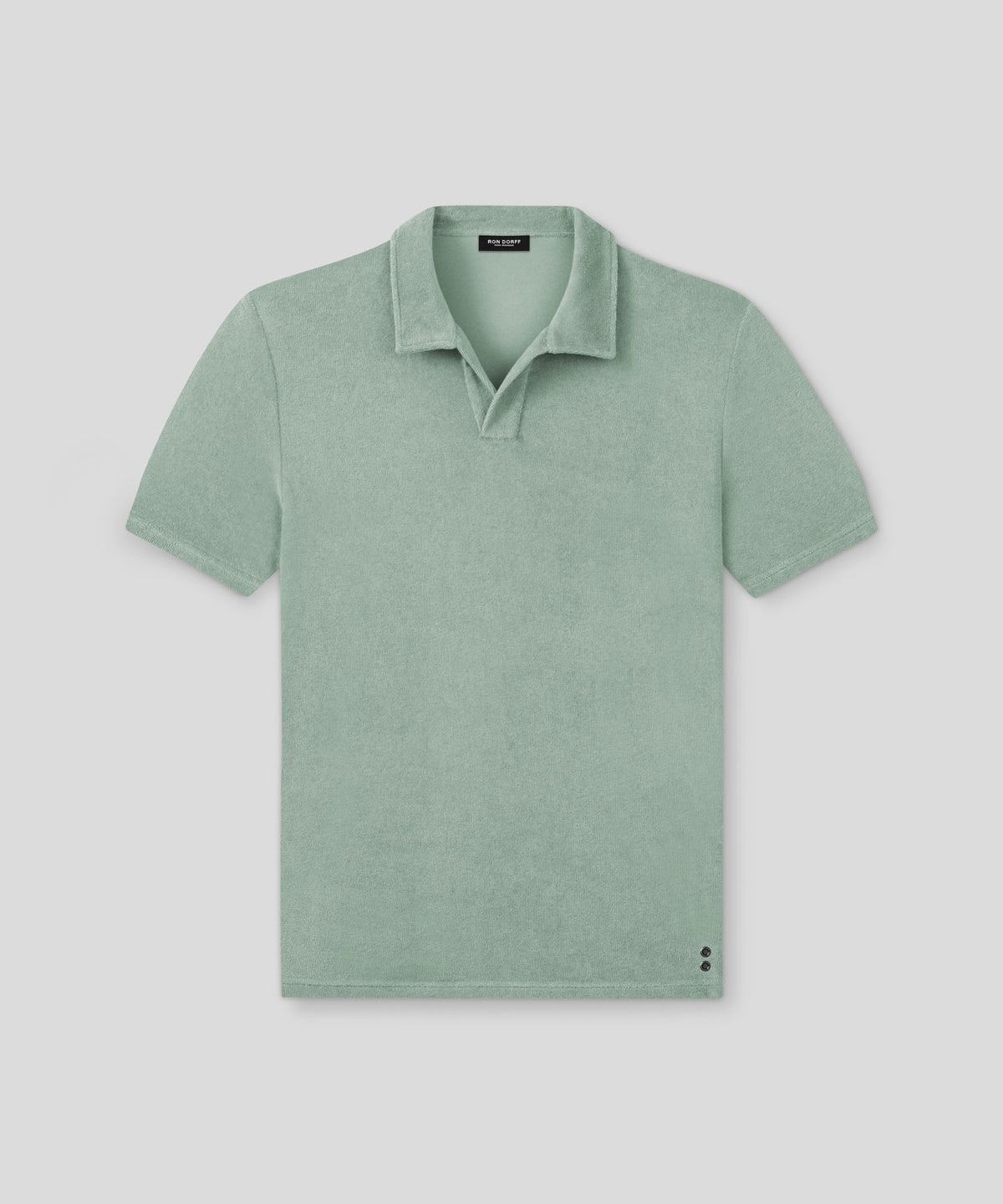 Cotton Terry V Neck Polo: Aquamarine