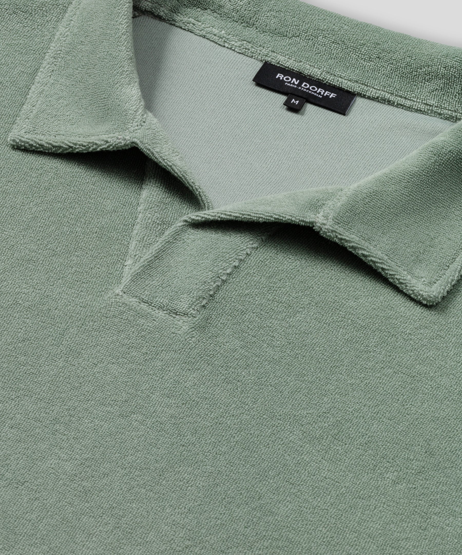 Cotton Terry V Neck Polo: Aquamarine