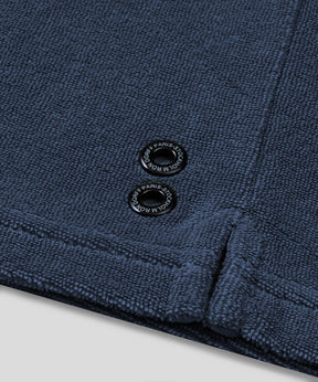 Cotton Terry V Neck Polo: Deep Ocean