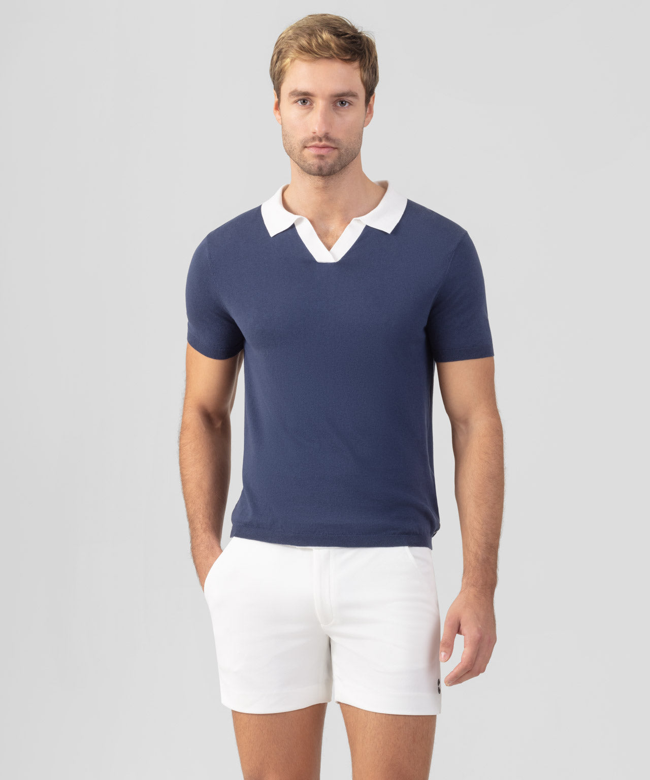 Cotton-Linen Polo: Deep Ocean