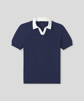 Cotton-Linen Polo: Deep Ocean