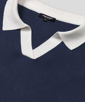 Cotton-Linen Polo: Deep Ocean