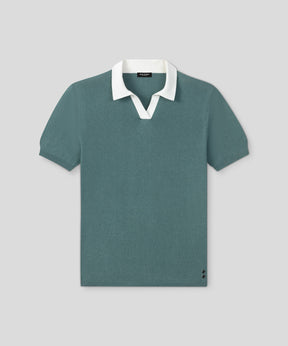 Cotton-Linen Polo: Silver Pine