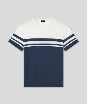 Bicolor Knitted T-Shirt: Deep Ocean