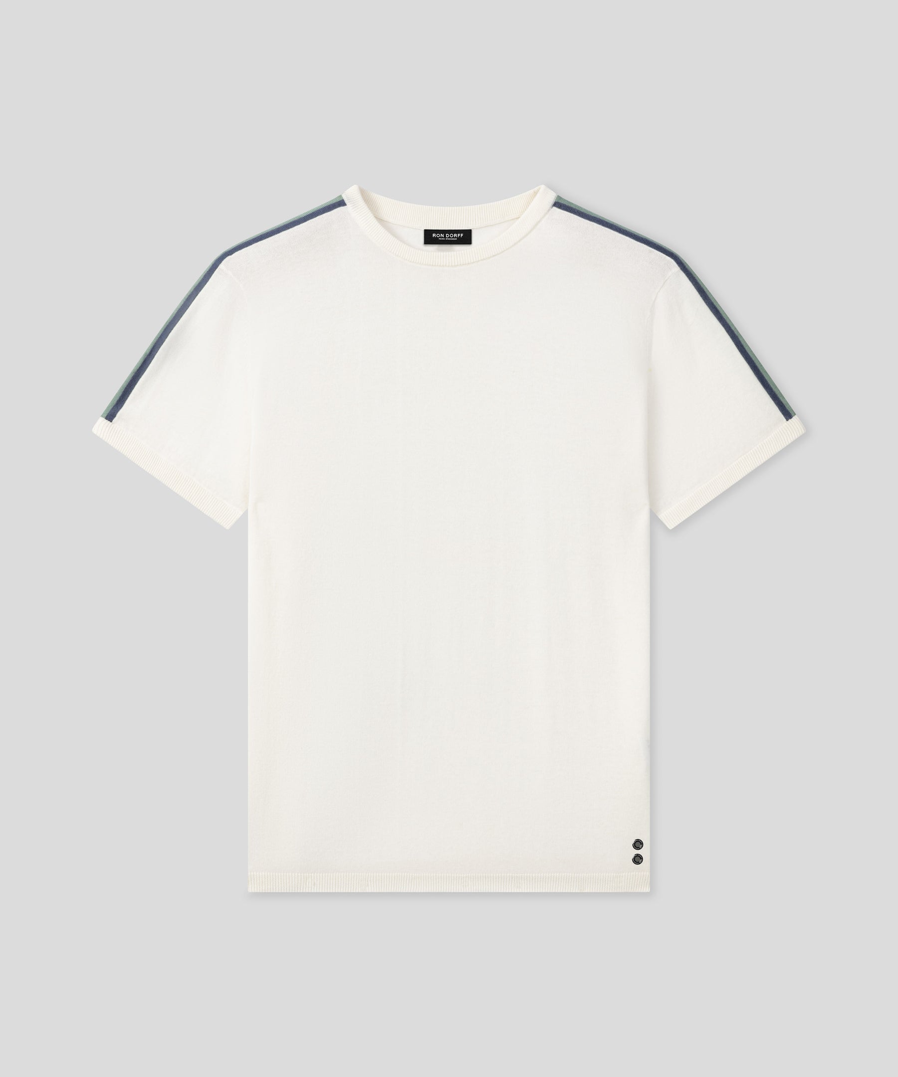 Knitted T-Shirt w. Side Stripes: Off White