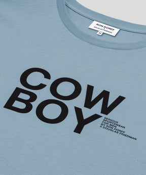 Organic Cotton T-Shirt "COW BOY": Faded Denim