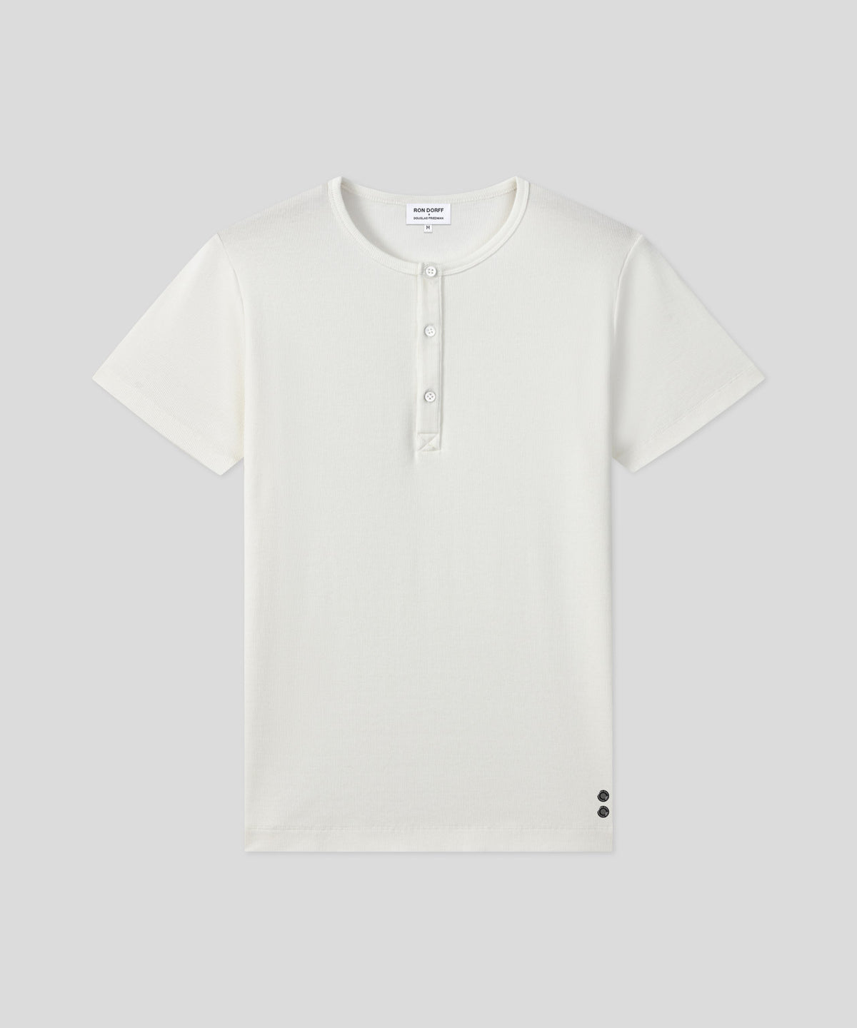Ribbed Short-Sleeved Henley: Off White