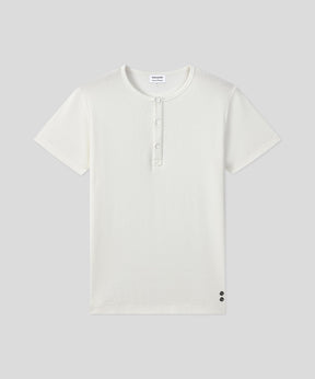 Ribbed Short-Sleeved Henley: Off White