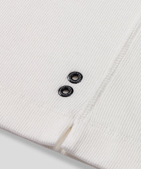 Ribbed Short-Sleeved Henley: Off White