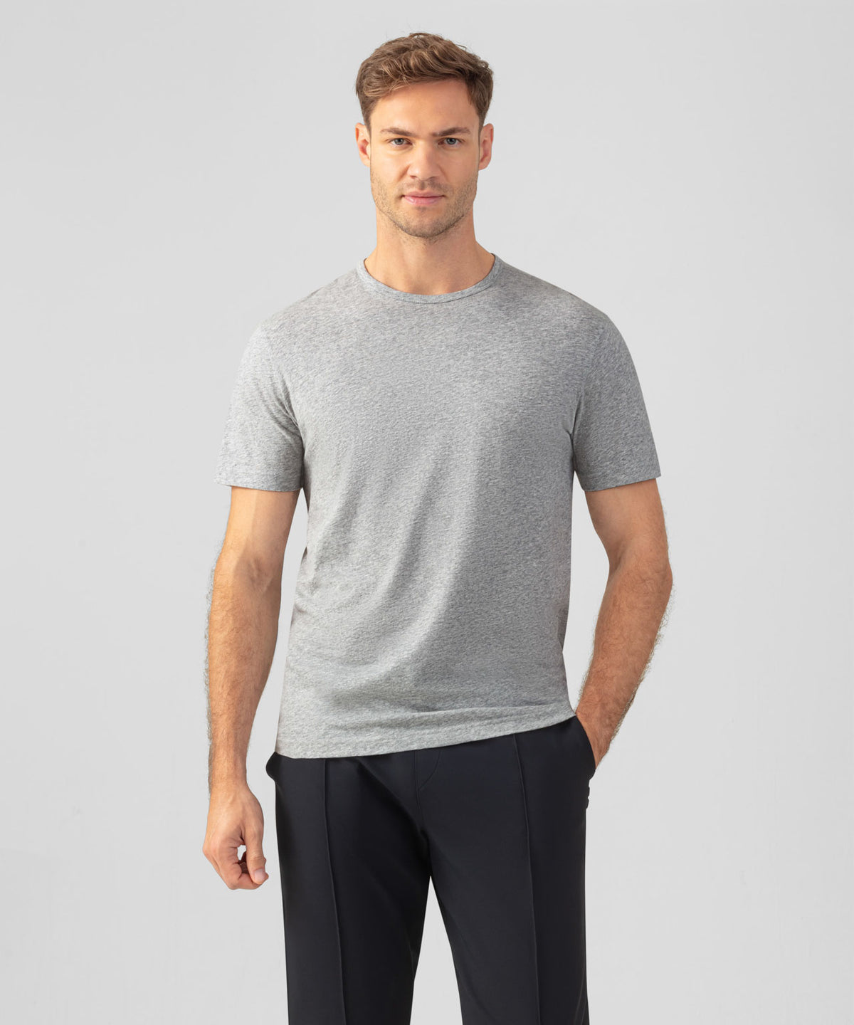 Crew Neck T-Shirt Eyelet Edition: Grey Melange