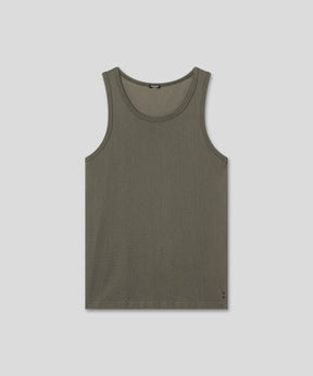 Cotton Mesh Tank Top: Military Green