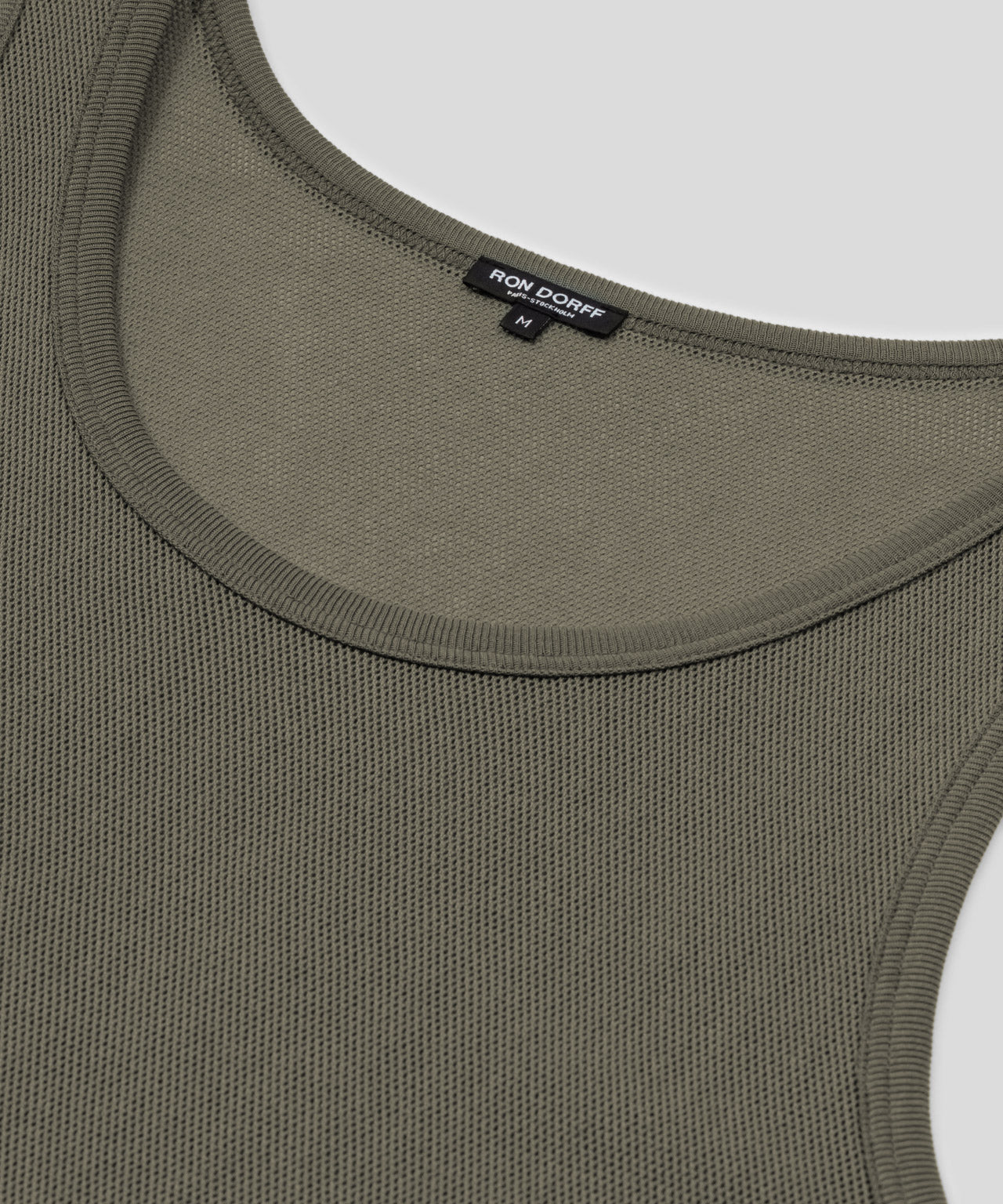 Cotton Mesh Tank Top: Military Green