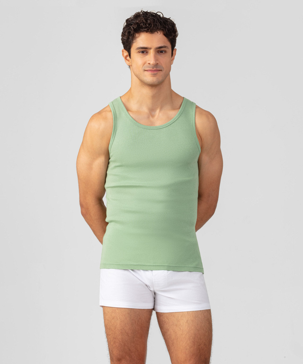 Ribbed Tank Top: Light Cactus