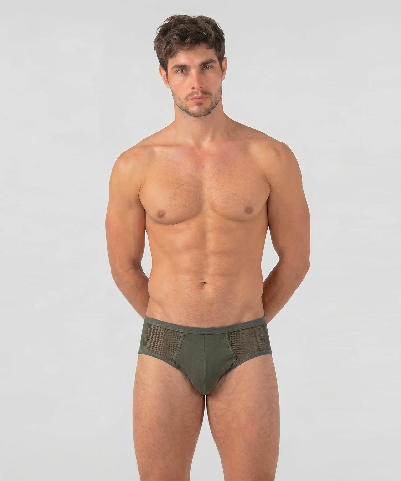 Mesh-Y-Front-Slips: Militärgrün