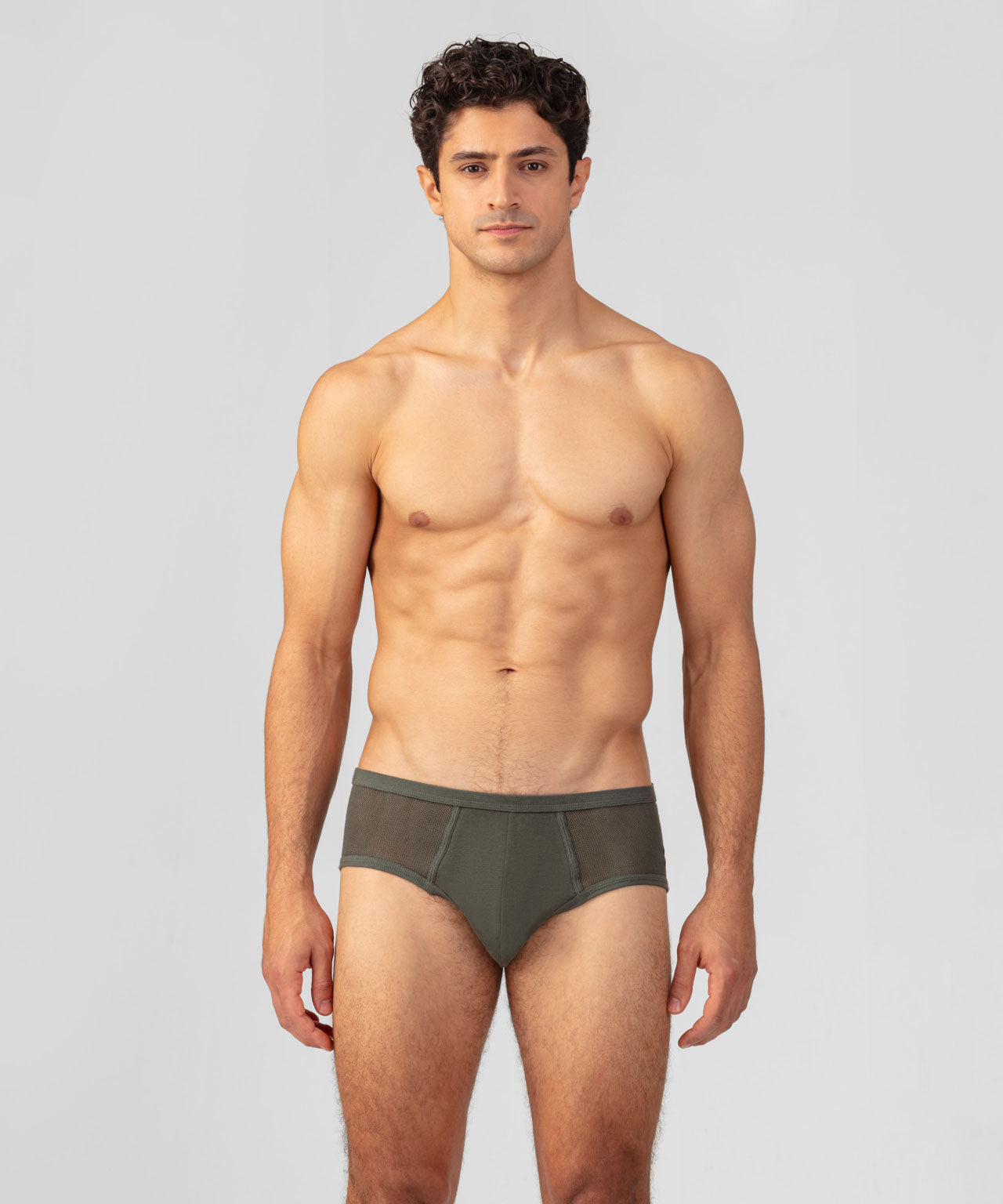 Slip Y-front en filet de coton: Vert militaire