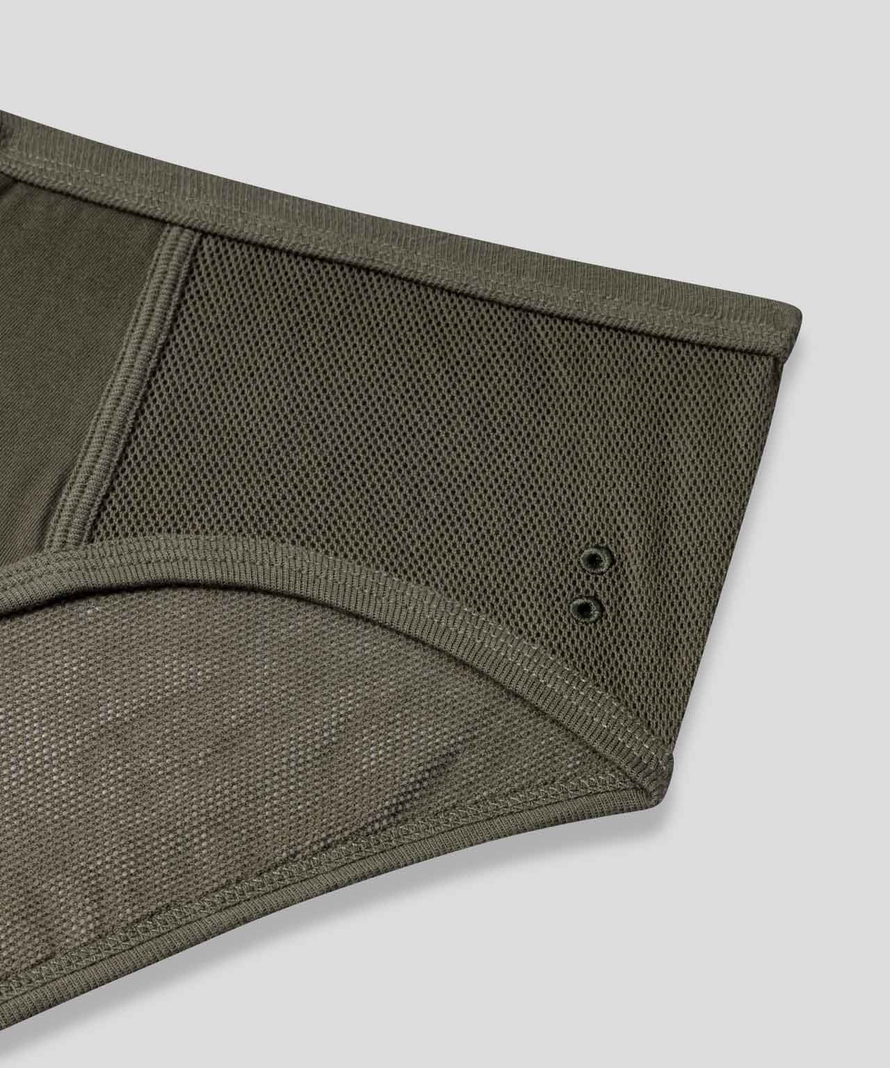 Cotton Mesh Y-Front Briefs: Military Green