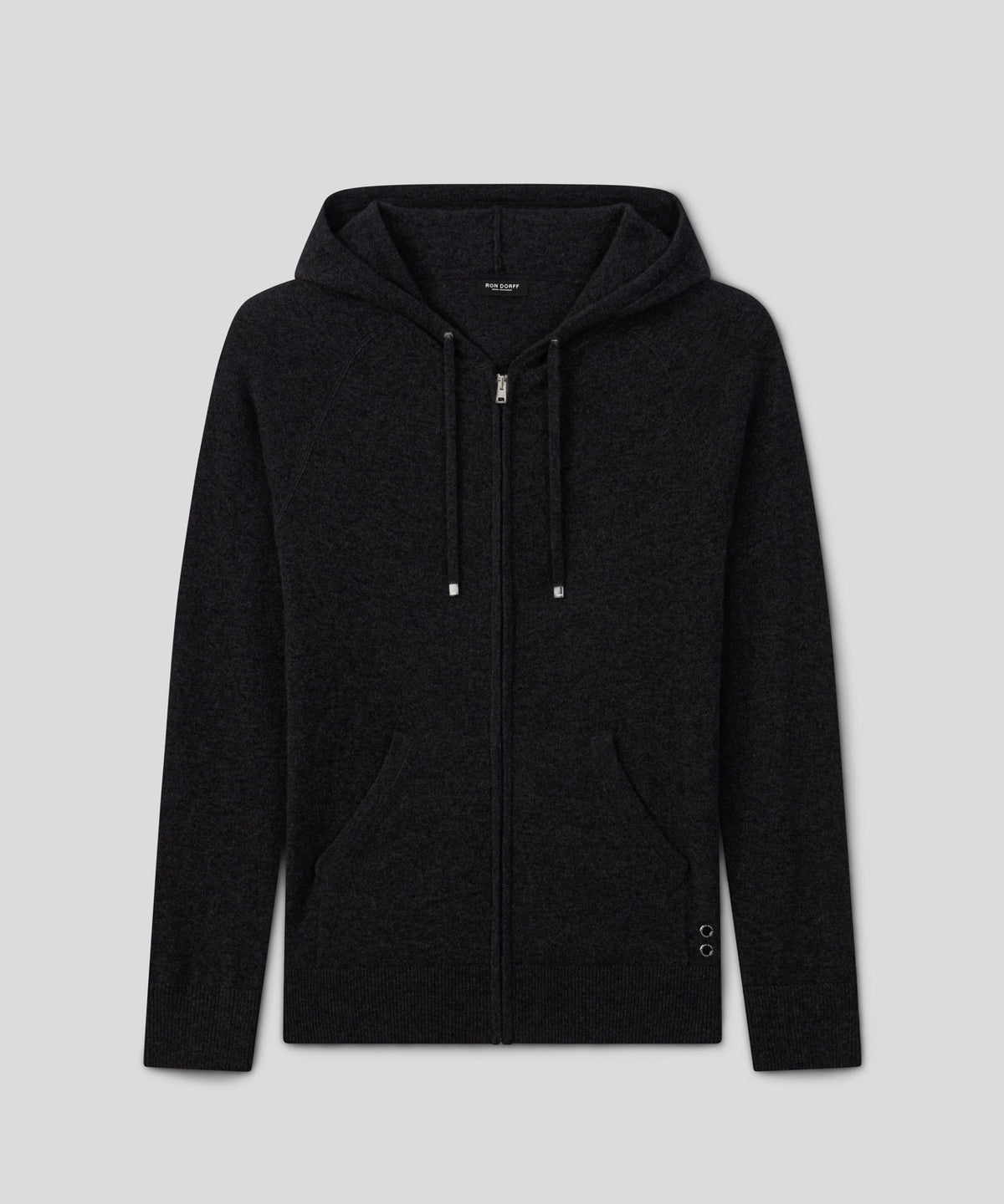 Pull à capuche zippé en cachemire: Noir