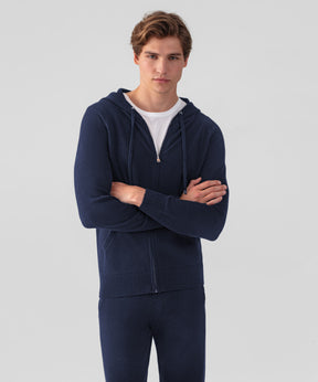 Cashmere Zipped Hoodie: Navy