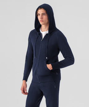 Cashmere Zipped Hoodie: Navy