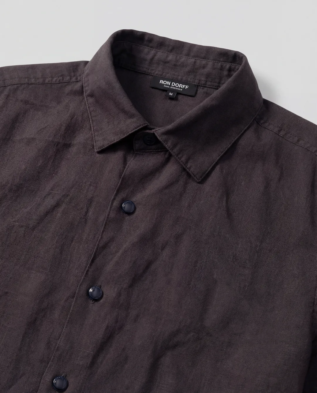 Cotton Linen Long Sleeve Shirt: Espresso