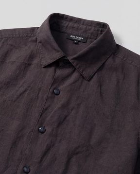 Cotton Linen Long Sleeve Shirt: Espresso