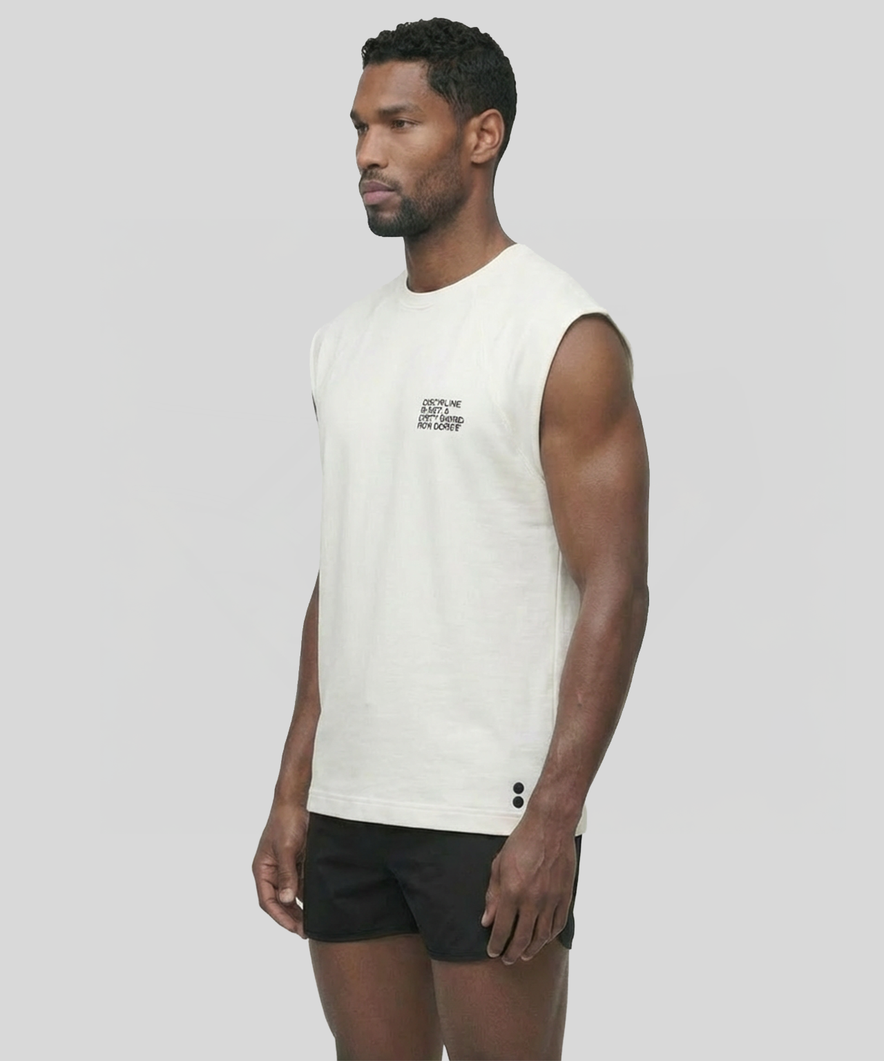 Organic Cotton Sleeveless Sweatshirt "DISCIPLINE": Off White