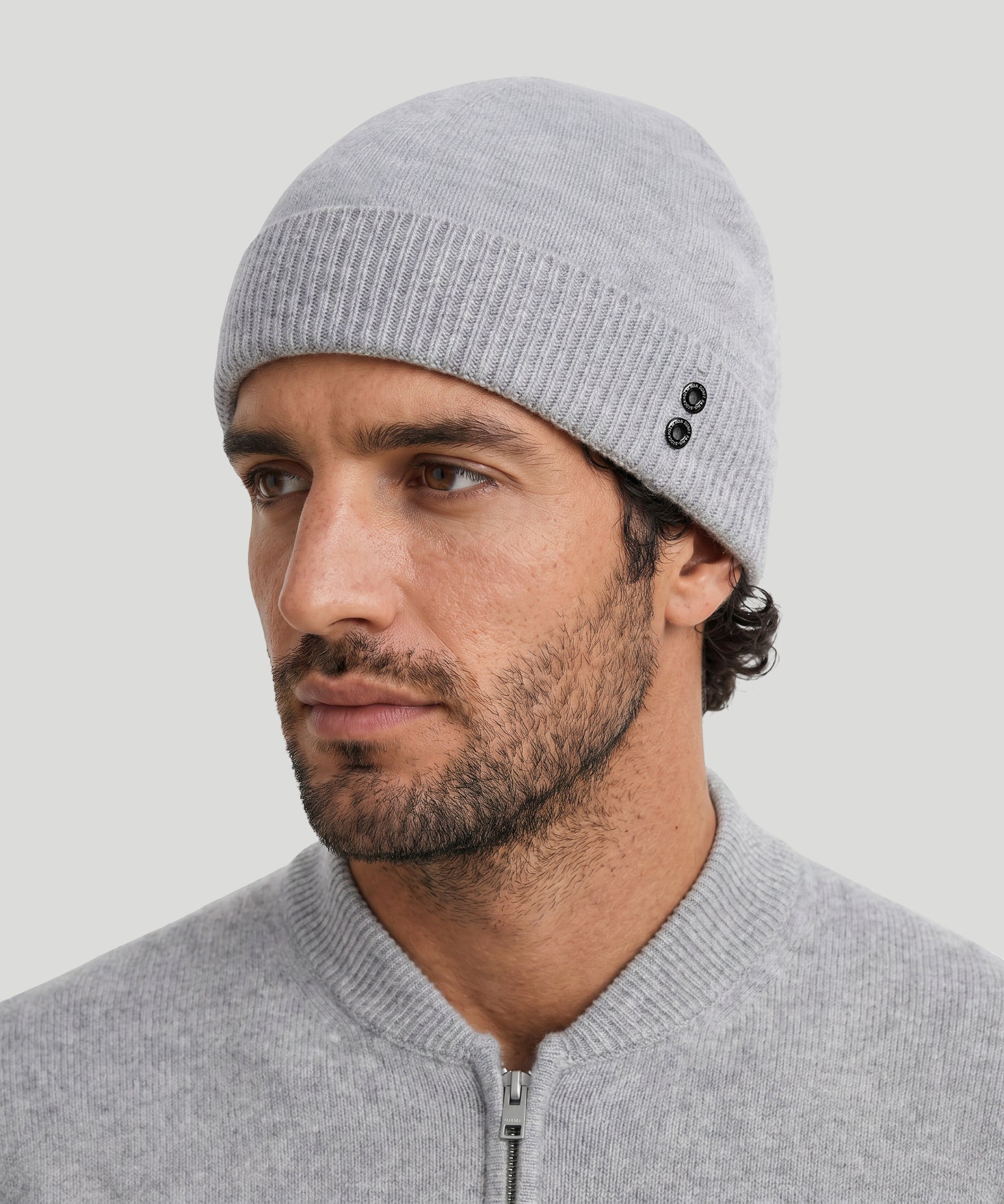 Cashmere Beanie: Grey Melange