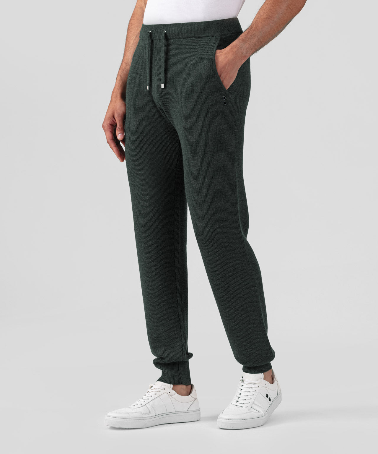 Ribbed Wool Pants: Dark Khaki