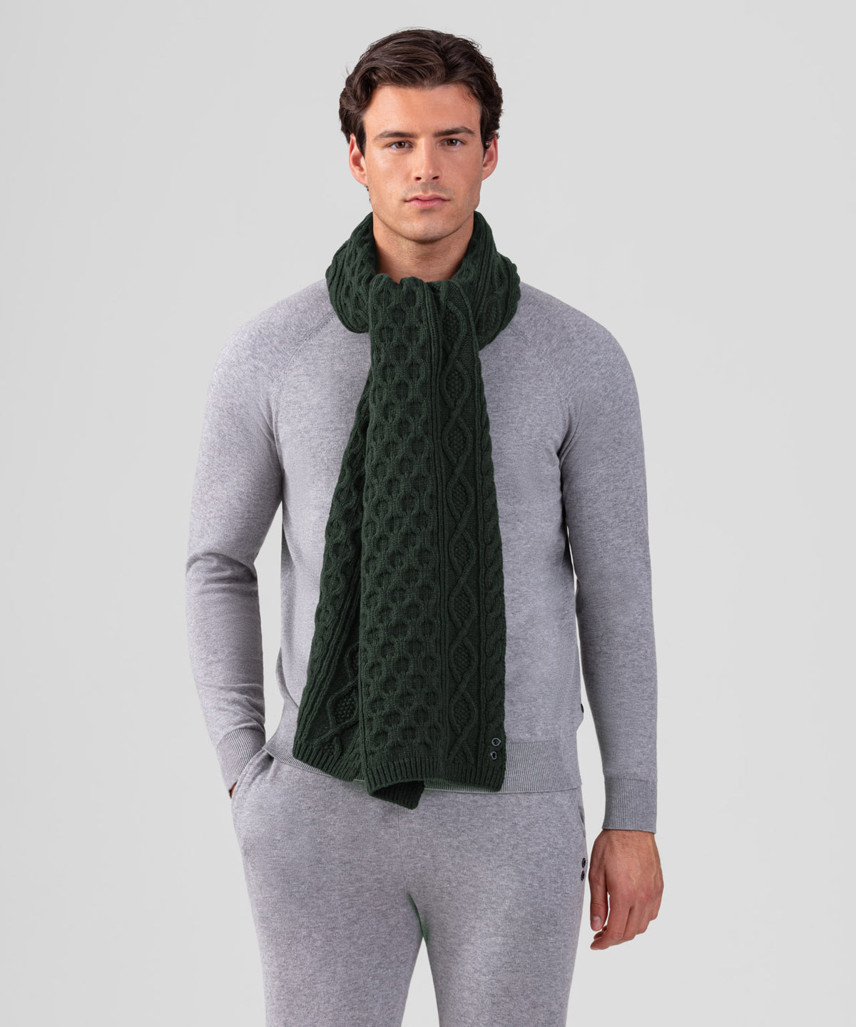 Wool Cashmere Telemark Scarf: Dark Khaki
