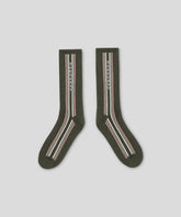 Sports Socks RD w. Side Stripes: Military Green