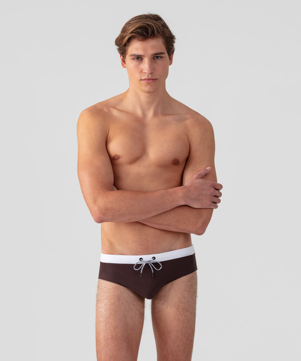 Swim Briefs w. Waistband: Espresso Nude