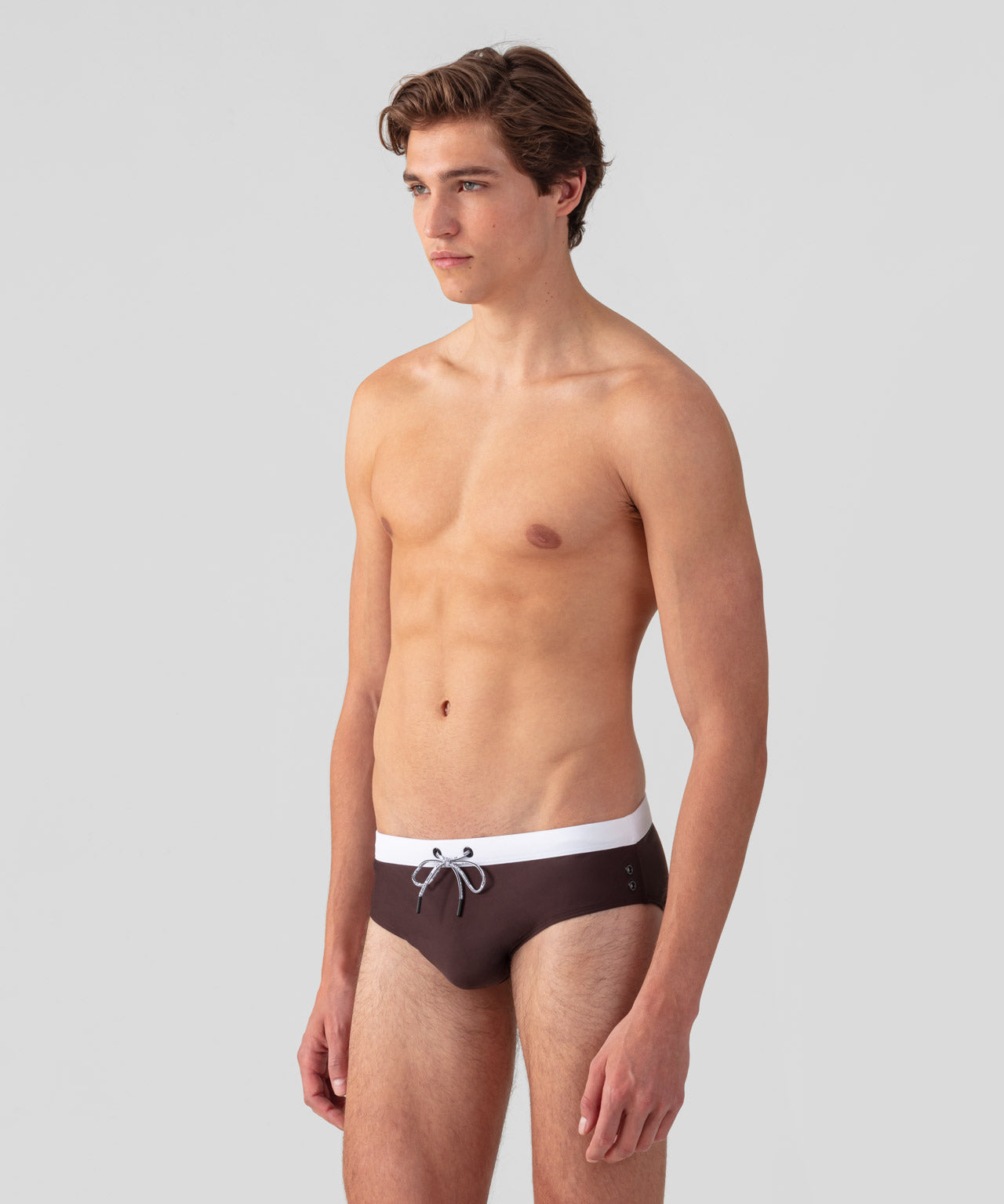 Swim Briefs w. Waistband: Espresso Nude