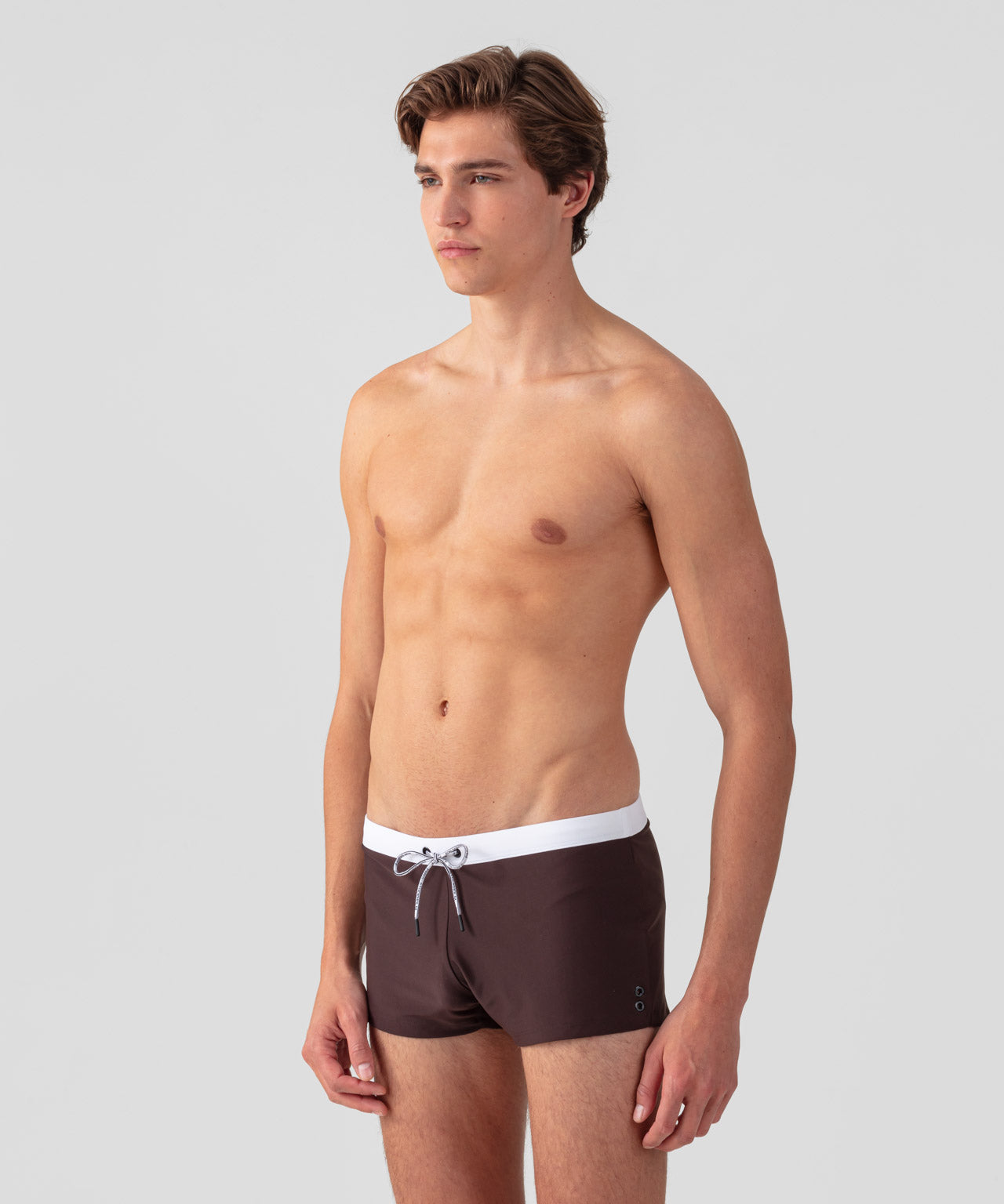 Boxer de bain à ceinture contrastée: Nude espresso