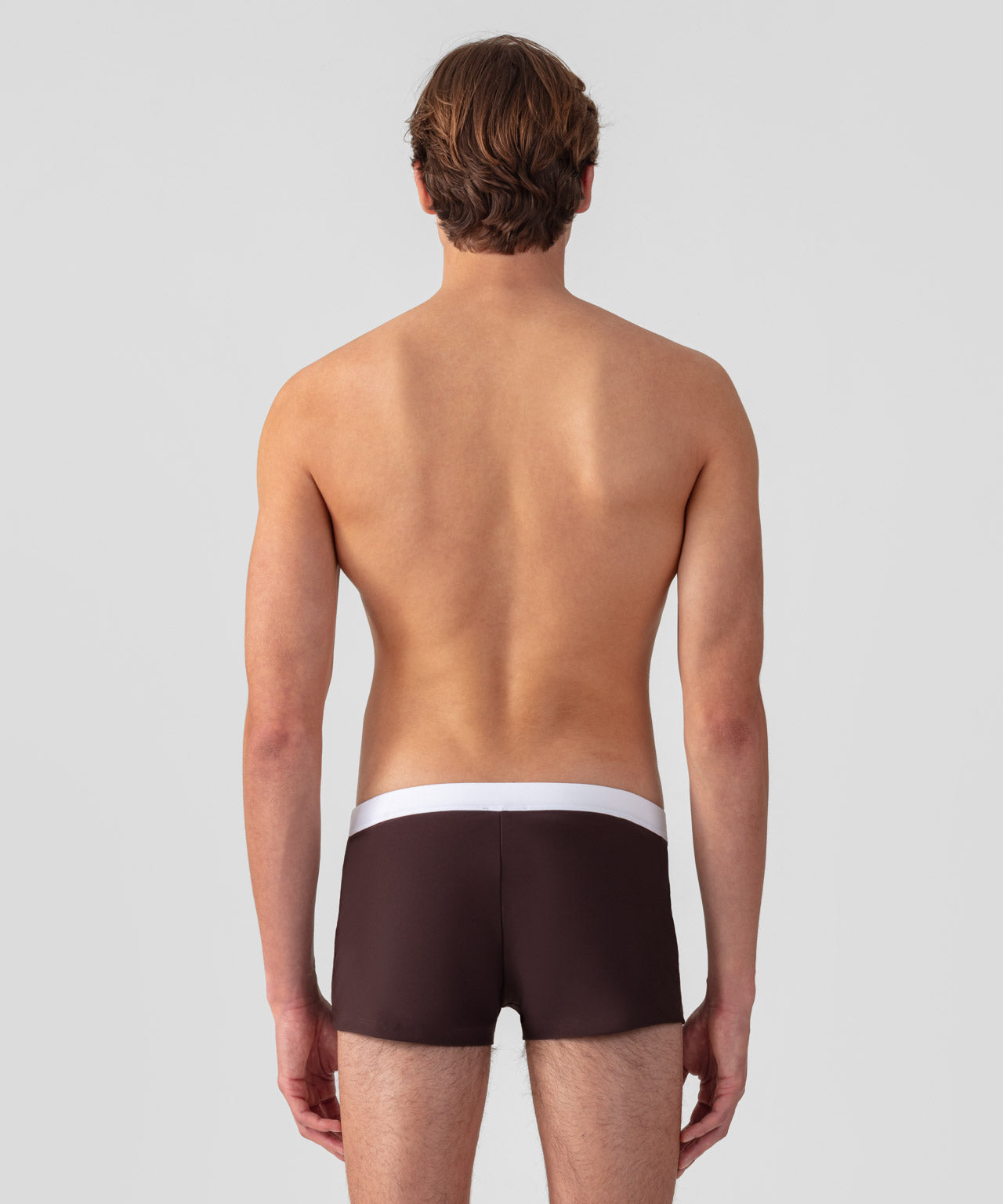 Boxer de bain à ceinture contrastée: Nude espresso