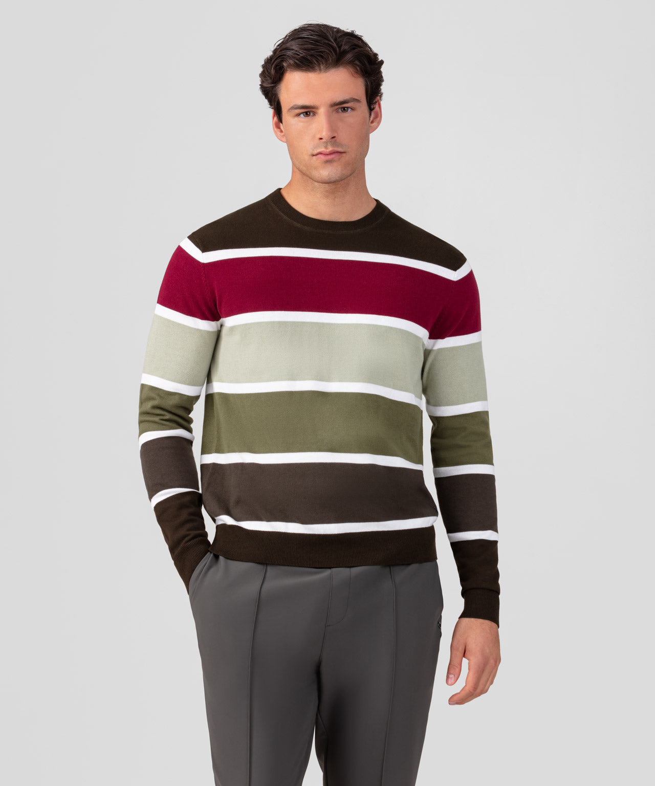 Cotton Panelled Sweater: Dark Khaki