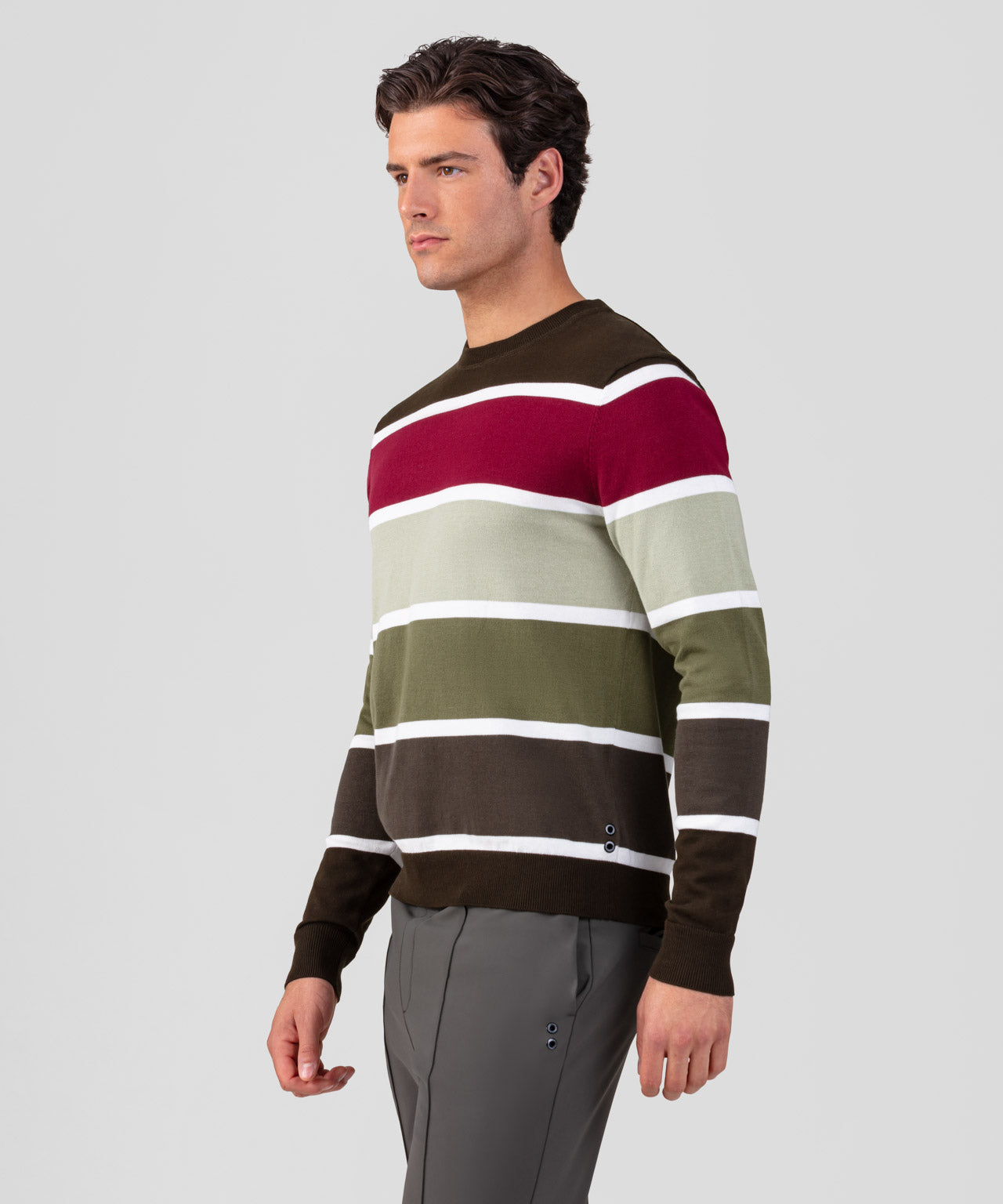 Cotton Panelled Sweater: Dark Khaki