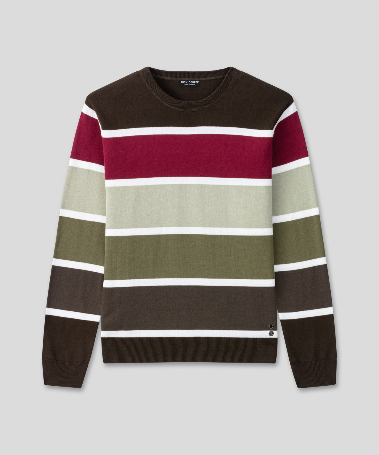 Cotton Panelled Sweater: Dark Khaki