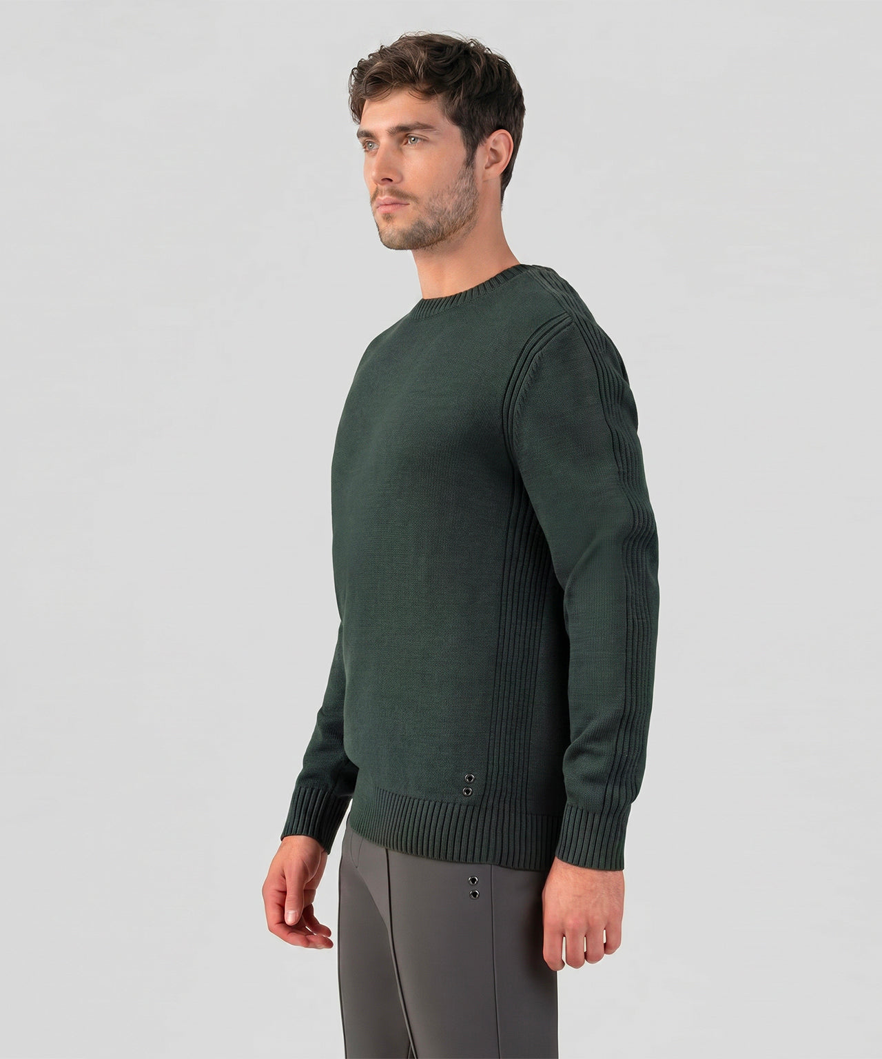 Pull en laine et coton: Vert militaire