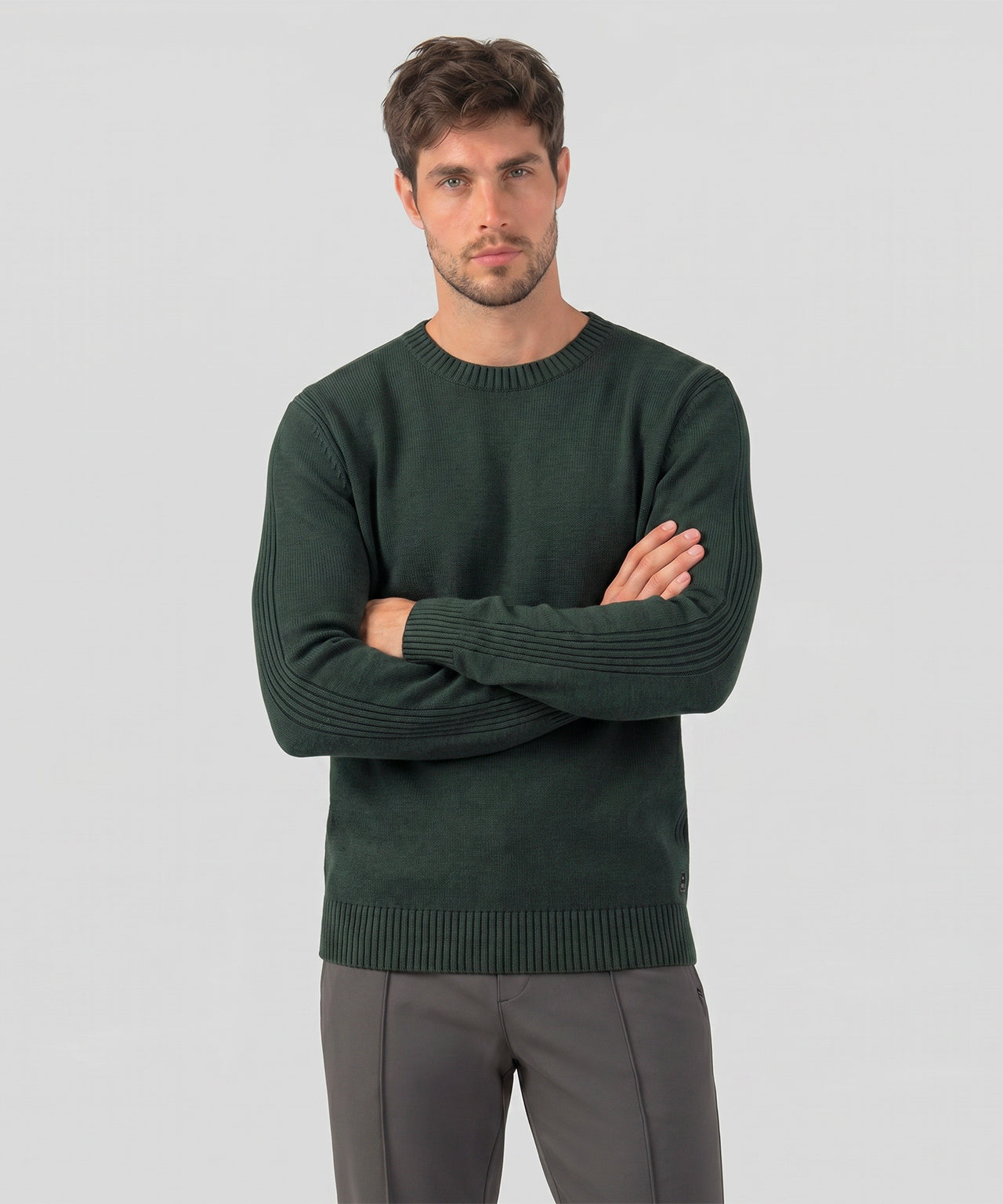Pull en laine et coton: Vert militaire