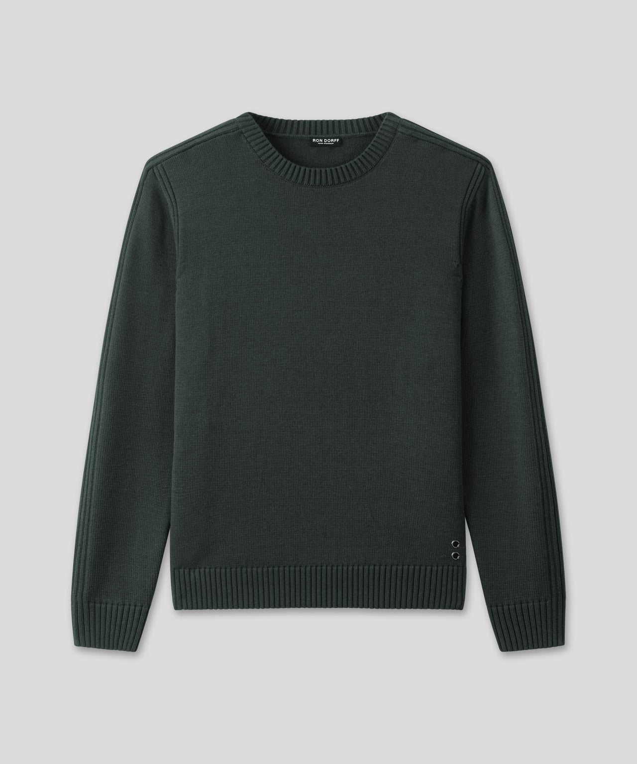 Cotton-Wool Navy Sweater w. Side Rib: Military Green